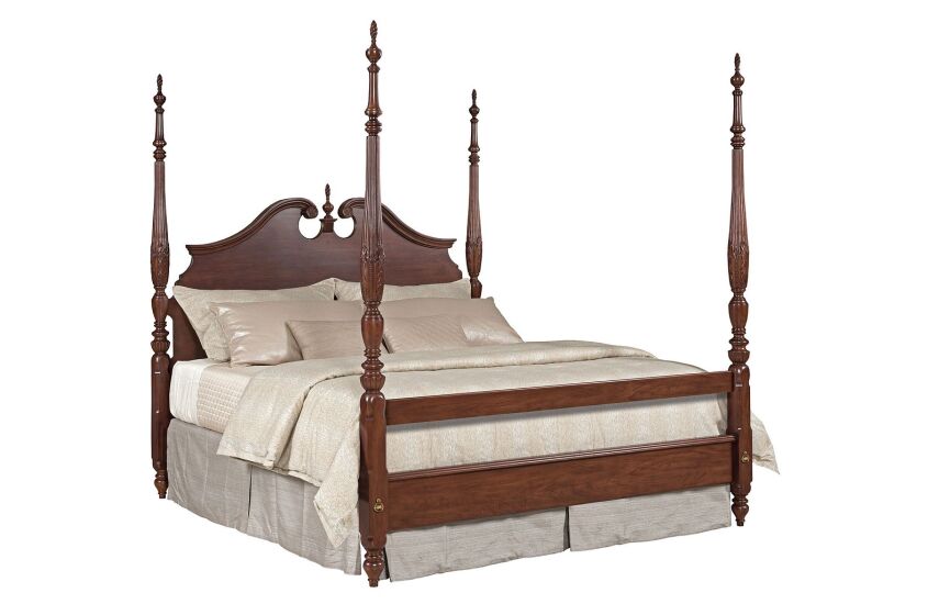 RICE CARVED QUEEN BED - COMPLETE Primary
