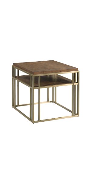 Brighton metal and oak end table