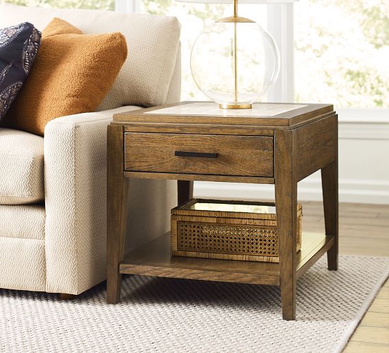 Brookside oak and stone end table